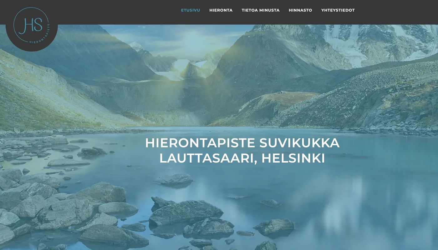 The site as it was: a stock landscape behind a centred name.